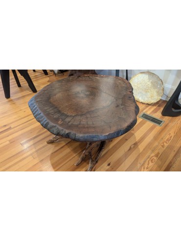 Single slab claro walnut burl dining table